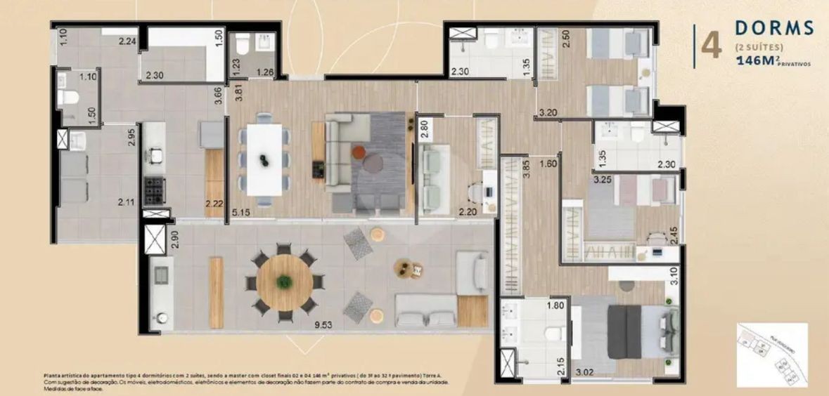 Apartamento, 4 quartos, 146 m² - Foto 7